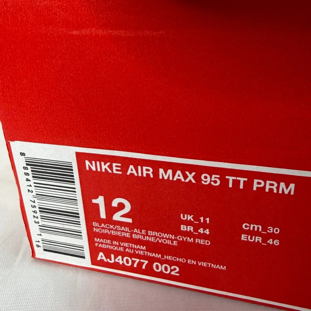 Nike Air Max 95 TT PRM Black Ale Brown Gym‎ Red AJ4077-002 Mens Size 12